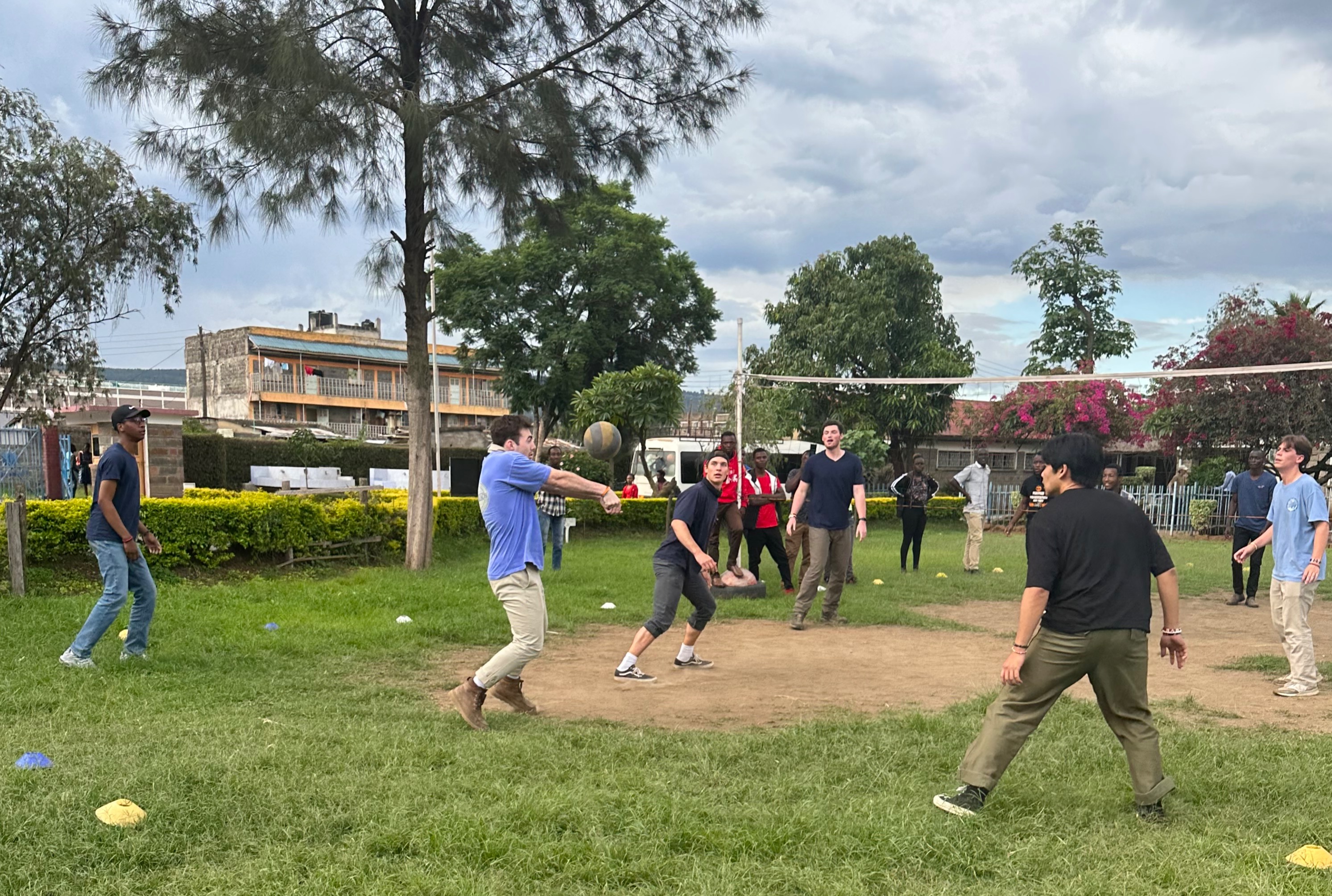 students playing volleyball in Kenya