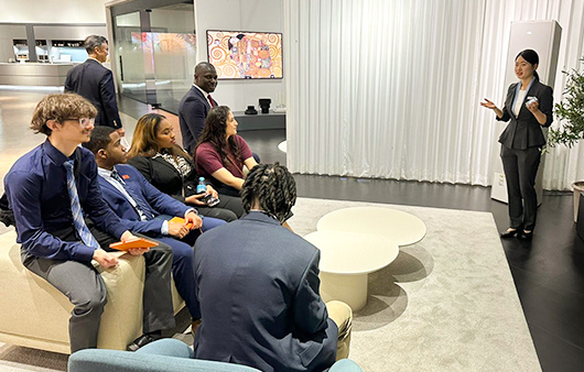 Students and their guide at Samsung Innovation Museum
