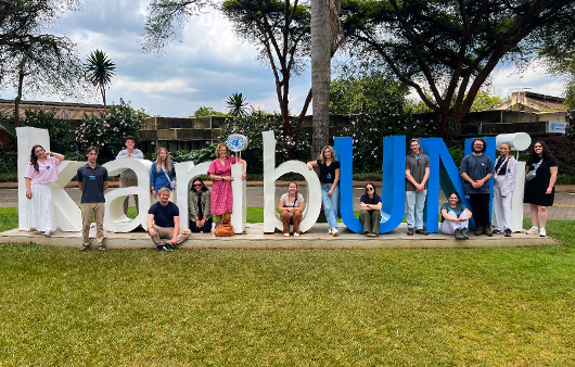 Students posing while visiting the UN