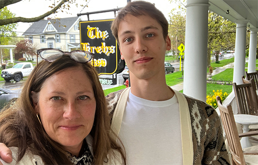 Ethan Schmon with his mom