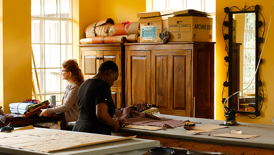 Two women in the sewing room at Amani ya Juu
