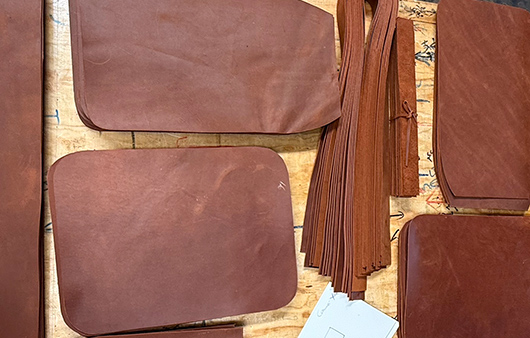 Table with leather