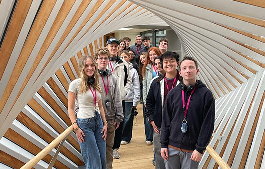Students posing during their visit to the Royal Opera House