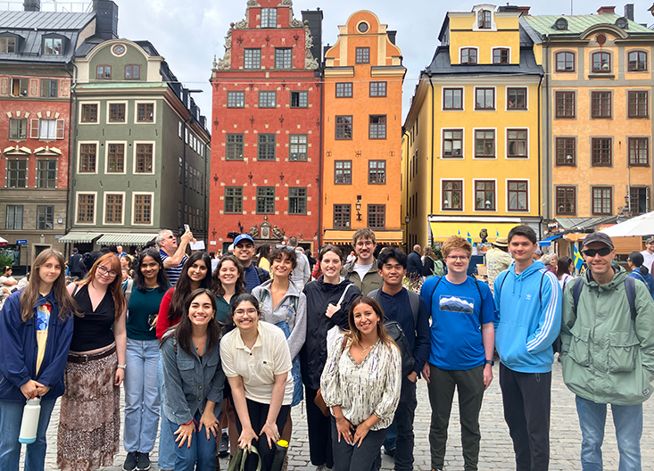 Students posing in Old Town Stockholm