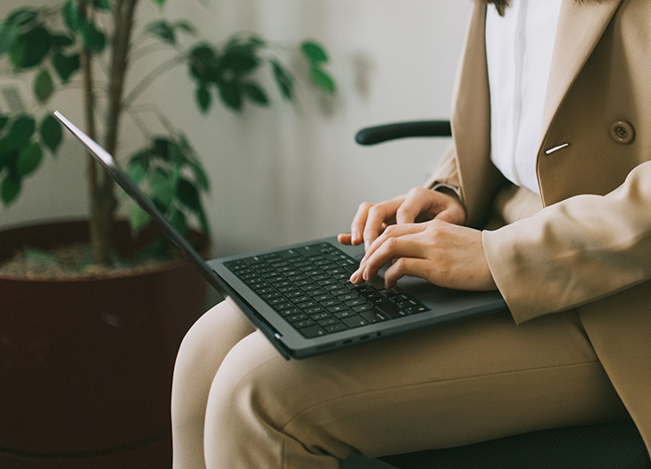 Female student working on her computer