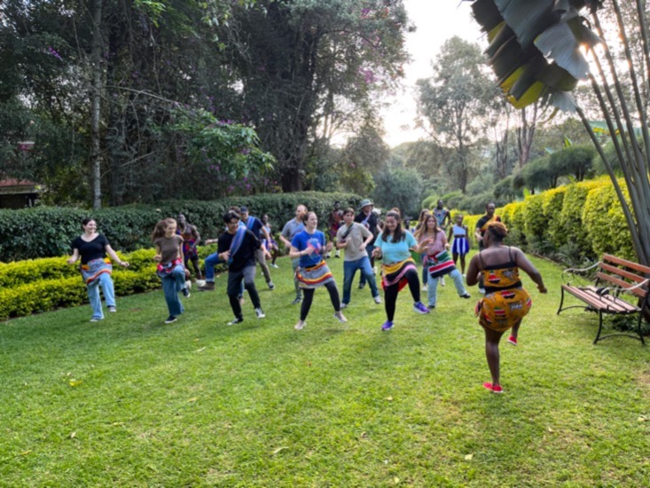 Whitman students dancing in Kenya
