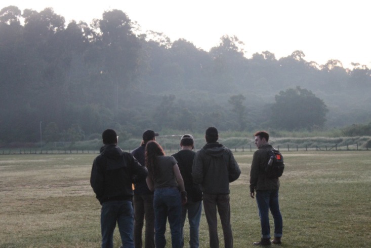 Tage and a group of friends in Kenya