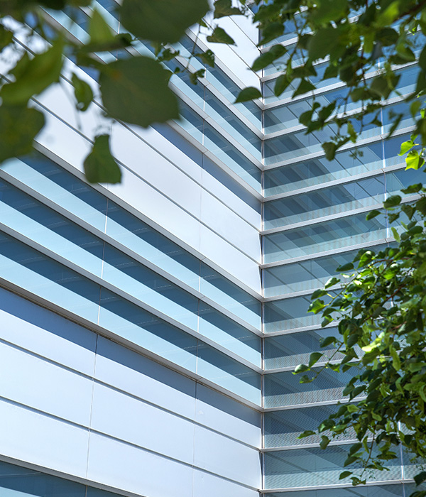 Close up of the side of the Whitman Building on campus