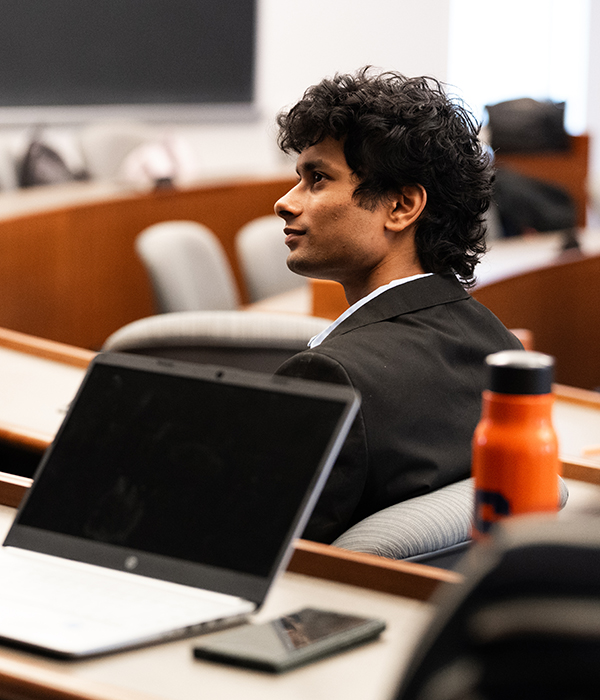 Student listening in classroom