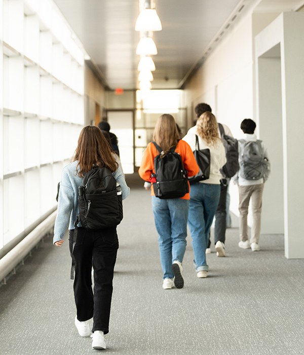 Students walking in hallway