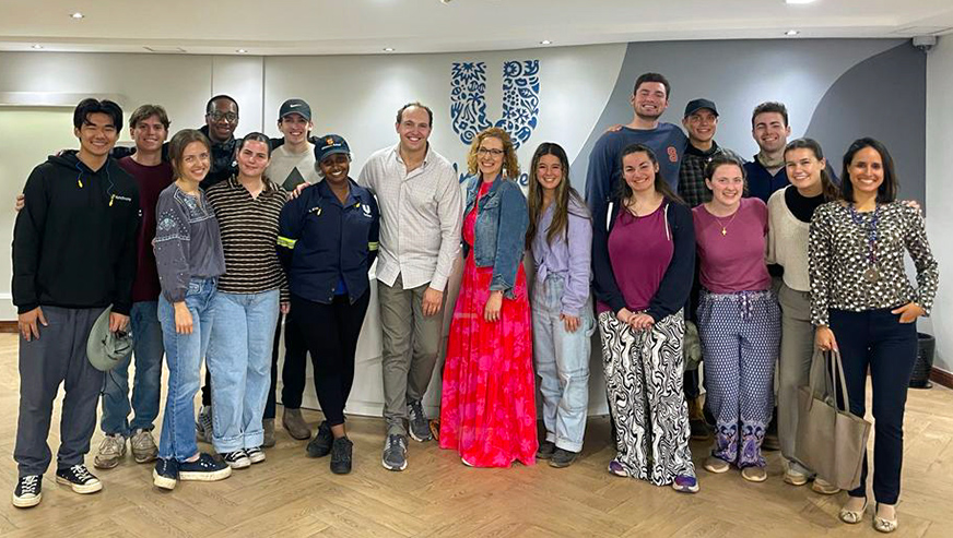 Whitman students and Josh Fishman and Elizabeth Wimer at Unilever’s manufacturing facilities in Kenya