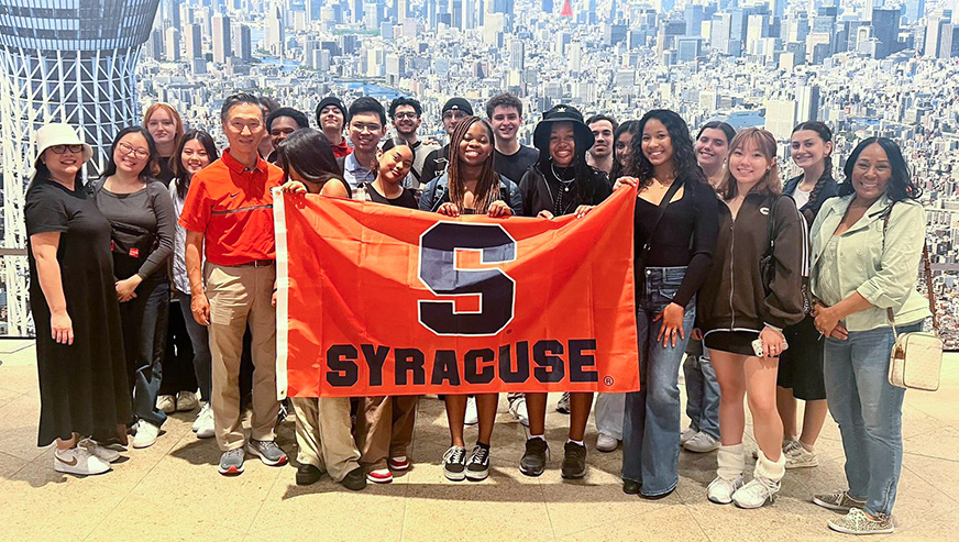 Whitman students, staff and faculty visiting the Tokyo Skytree