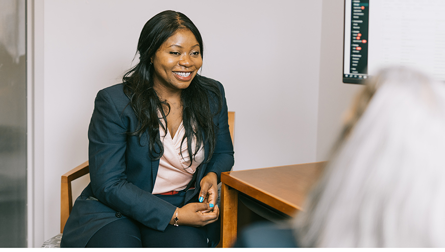 Student meeting with an career advisor