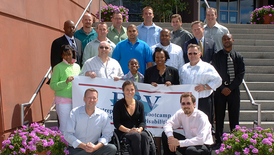 Class of 2007 EBV students posing outside the Whitman building