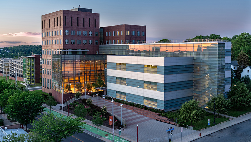 Whitman building in the evening