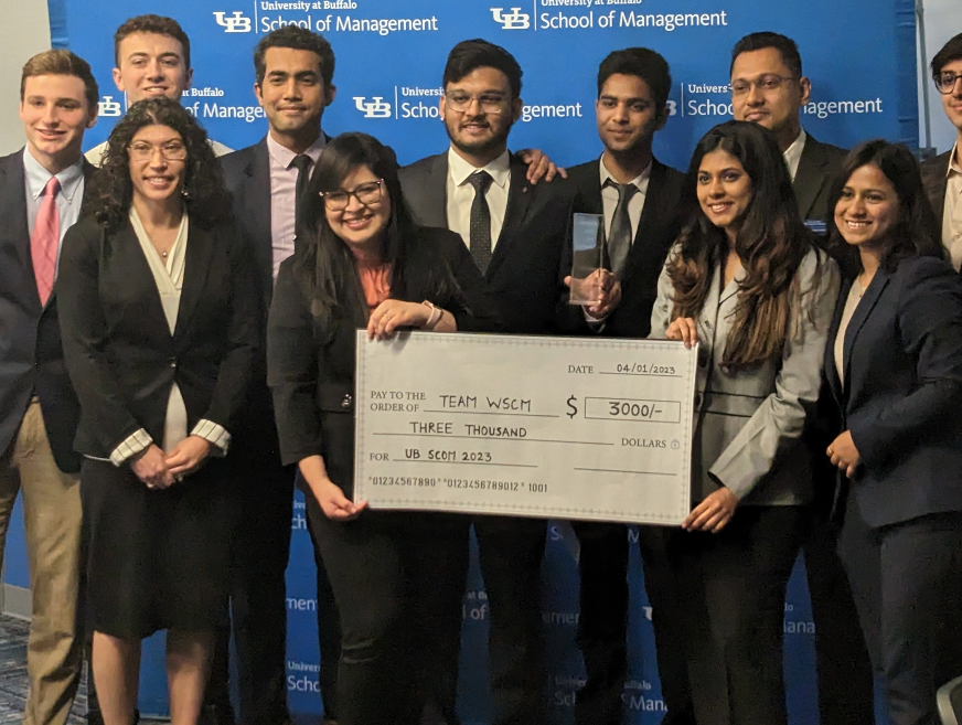 UB Case Competition winners and check