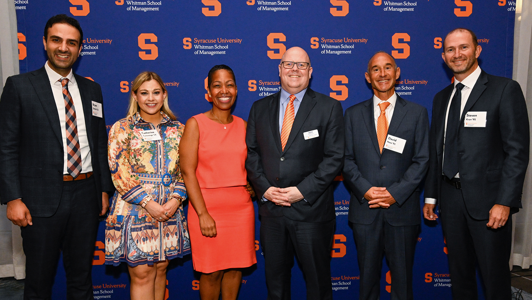 Bryan Samimi, Catherine Cummings, Jasmine Bellamy, Alex McKelvie,David Nass and Steven Kron posing during the event