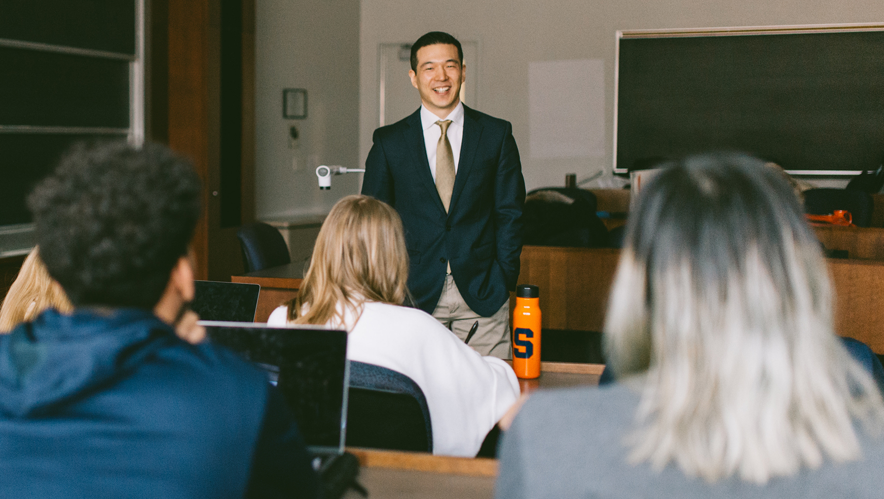 David Park in front of students in classrooom