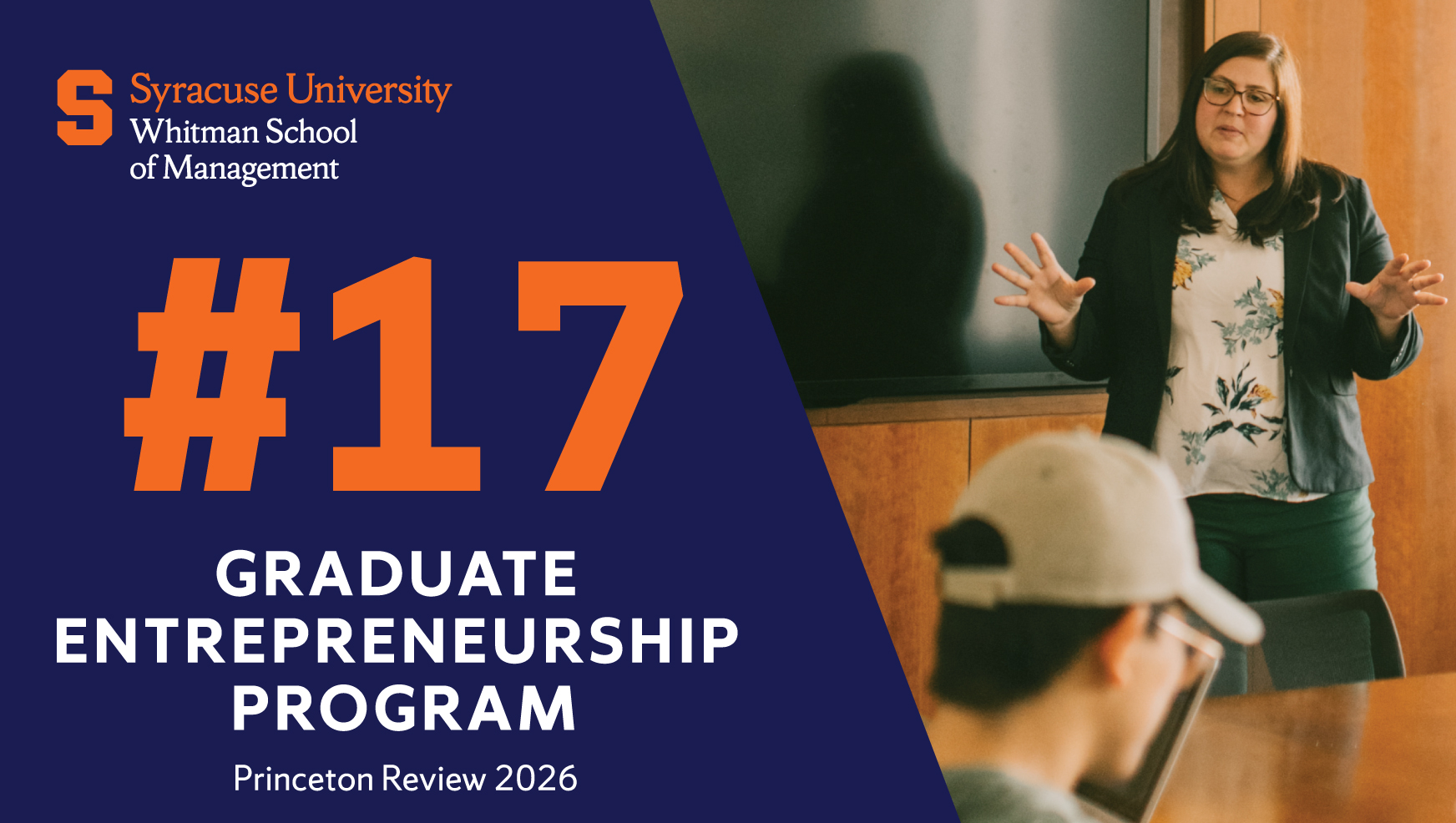 Graphic saying #17 graduate entrepreneurship program Princeton Review 2026
