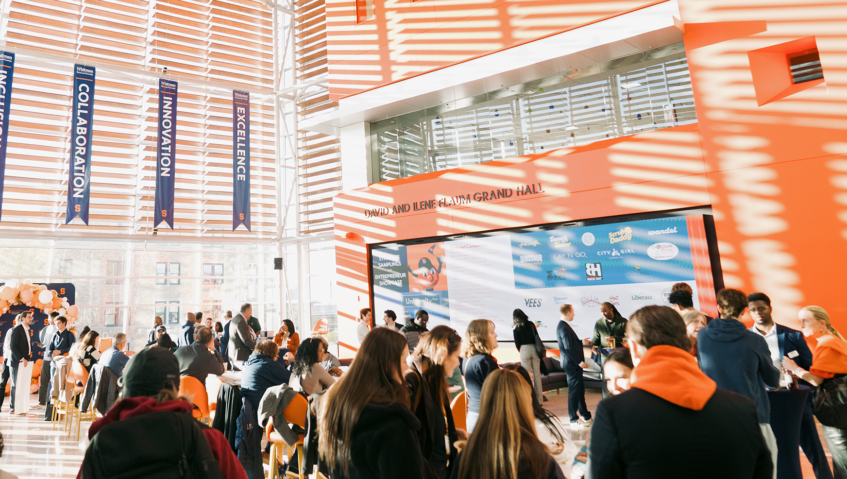 Flaum Grand Hall full of activity