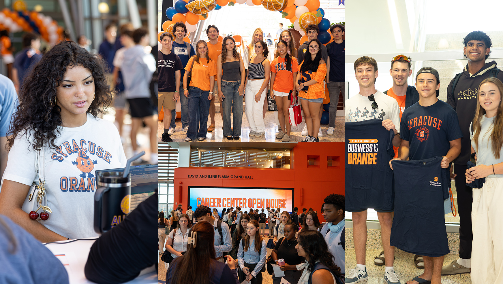 Collage of four photos showing students at different Whitman events