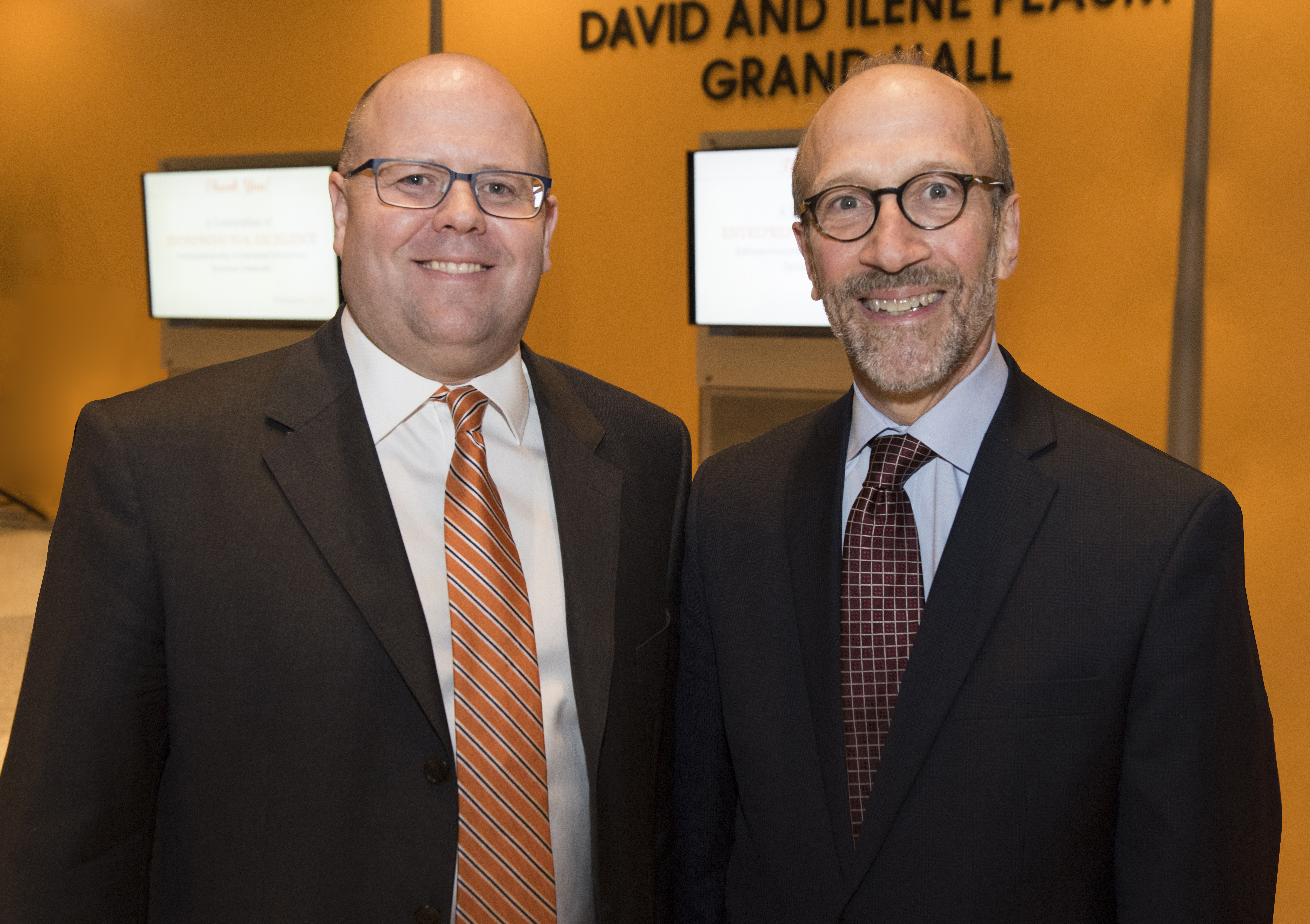 Dean Alex McKelvie and donor David Panasci '80