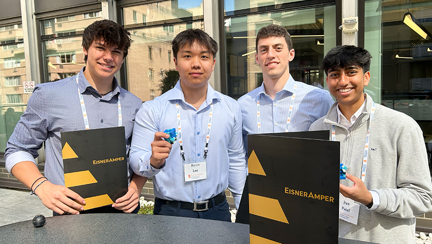 Whitman students posing during the EisnerAmper visit