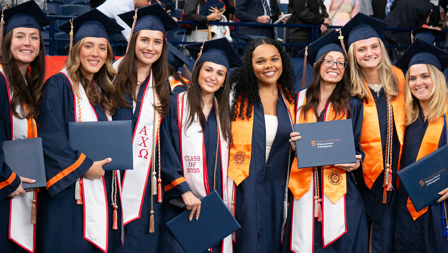 Big group of students in cap and gown