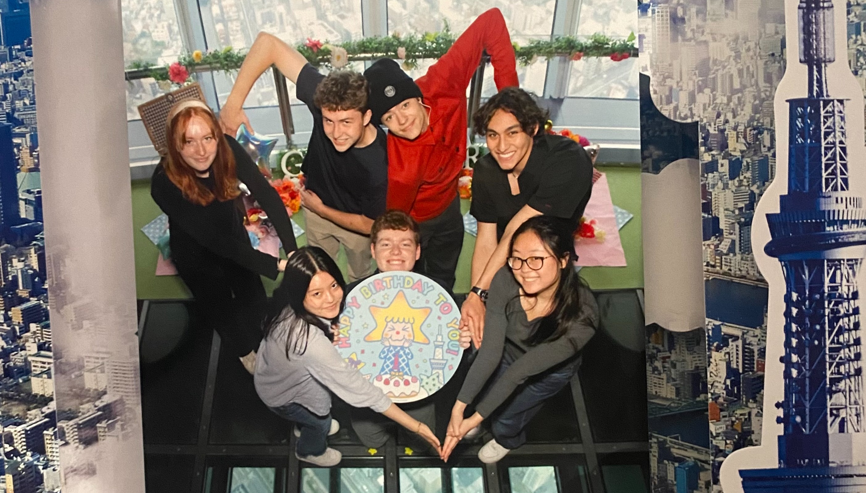 Students celebrate a birthday in Tokyo