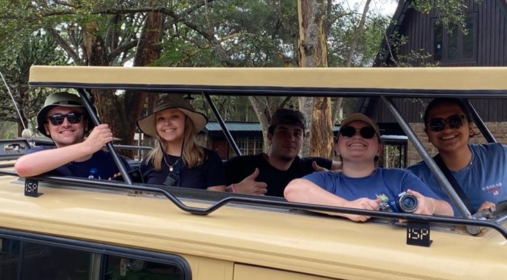 Whitman students in a Safari Truck
