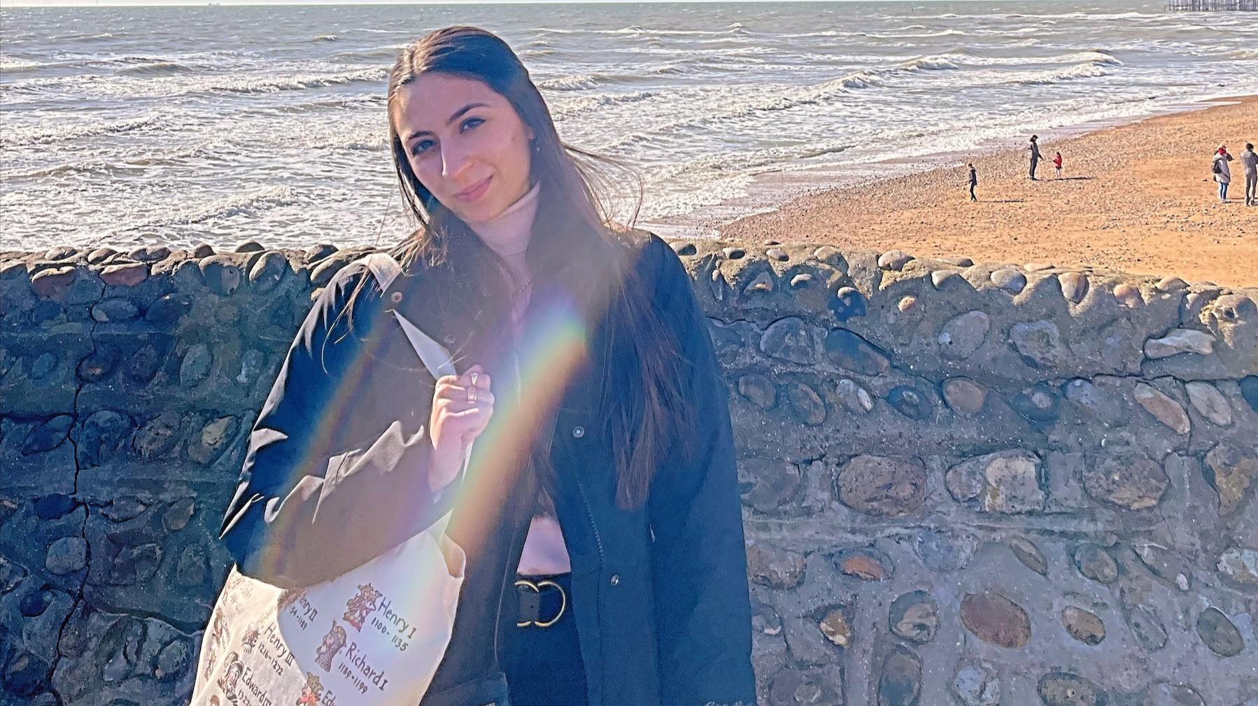 Student at the beach in Scotland