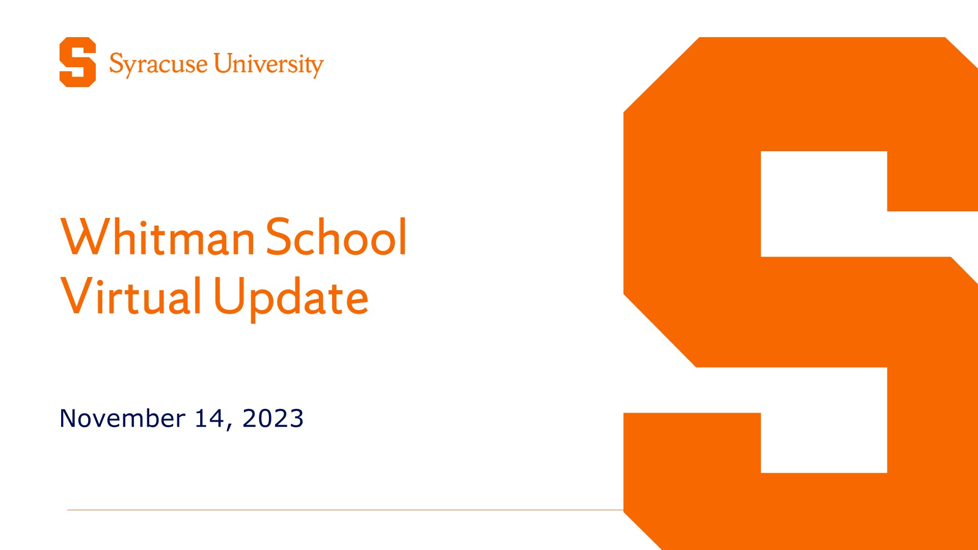 Dean's Update Fall 2023 Syracuse University Whitman School of Management