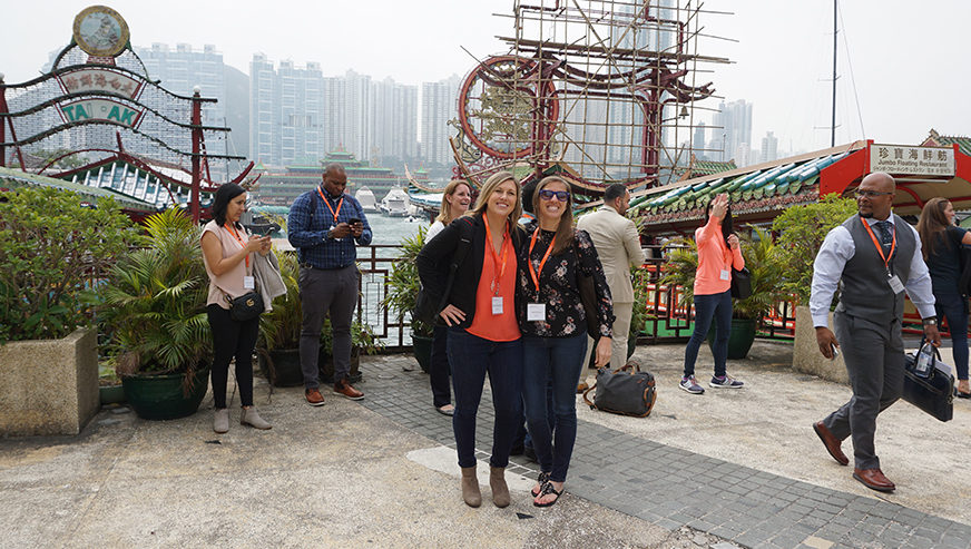 MBA students posing during residency in Hong Kong