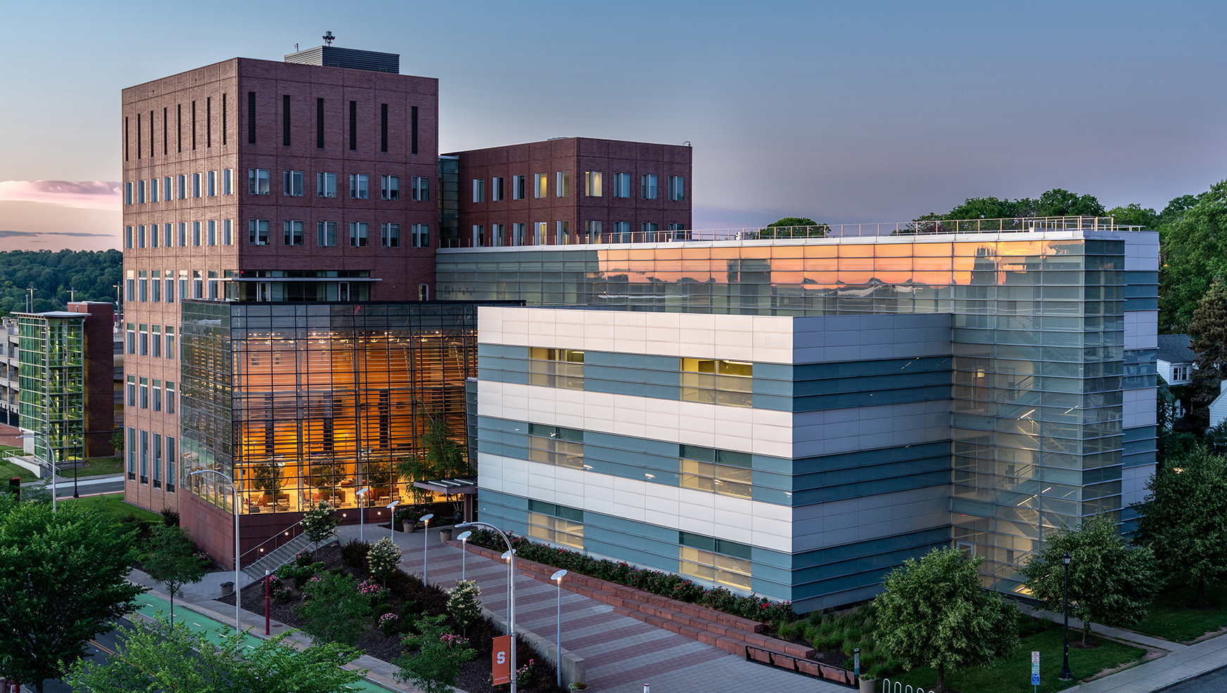 Whitman building at night