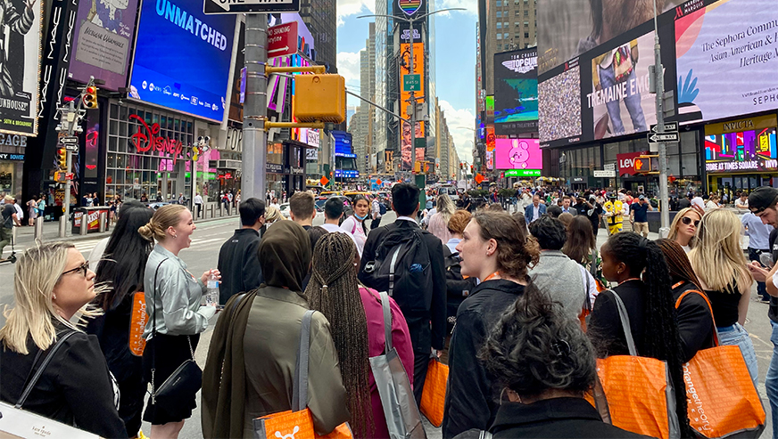 Students at Times Square