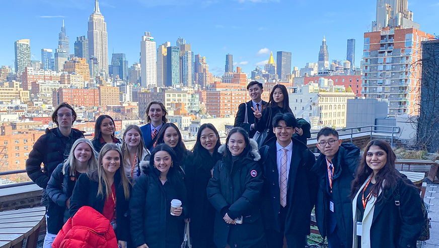 Group of students posing in New York City
