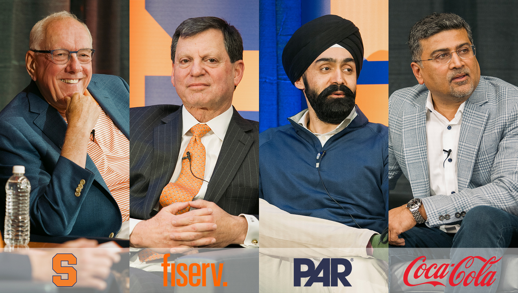 Jim Boeheim, Frank Bisignano, Savneet Singh and Neeraj Tolmare
