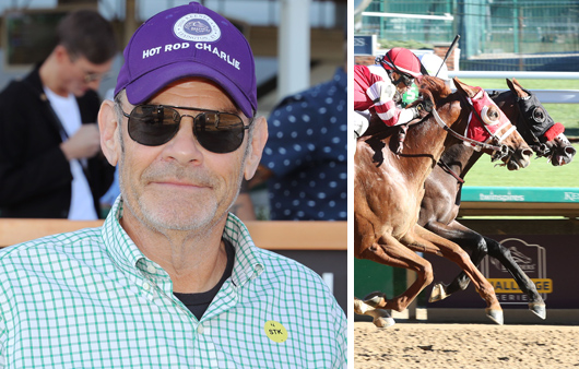 Bill Strauss portrait and horses racing