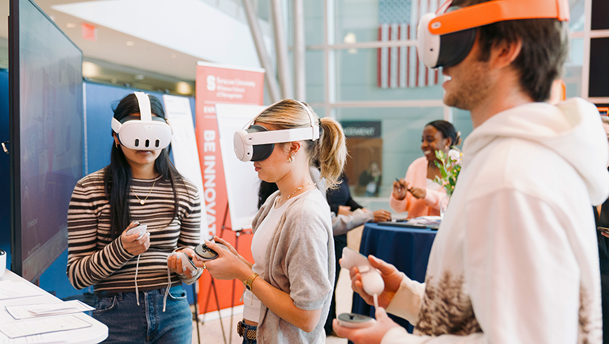 Students using VR headsets