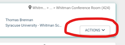 The Actions Button in Event Manager is Circled